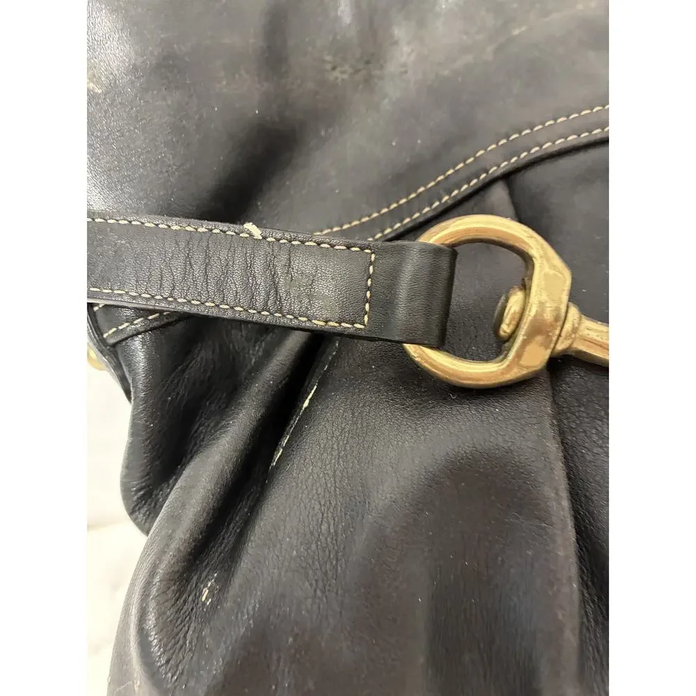 Coach Hamptons Bag Purse Horse Bit Hobo Black Gold Hardware Vtg Equestrian